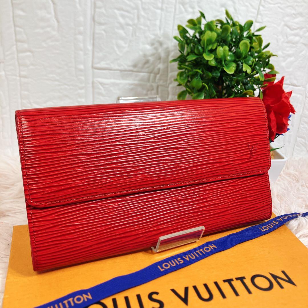 美品 ルイヴィトン エピ ポシェット ポルトモネ クレディ 長財布 レッド