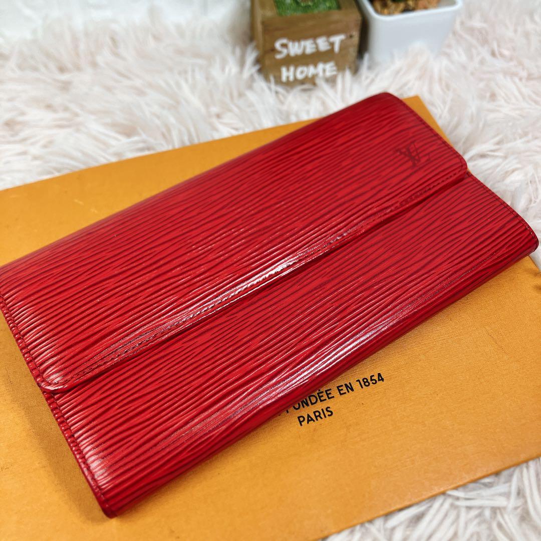 美品 ルイヴィトン エピ ポシェット ポルトモネ クレディ 長財布 レッド