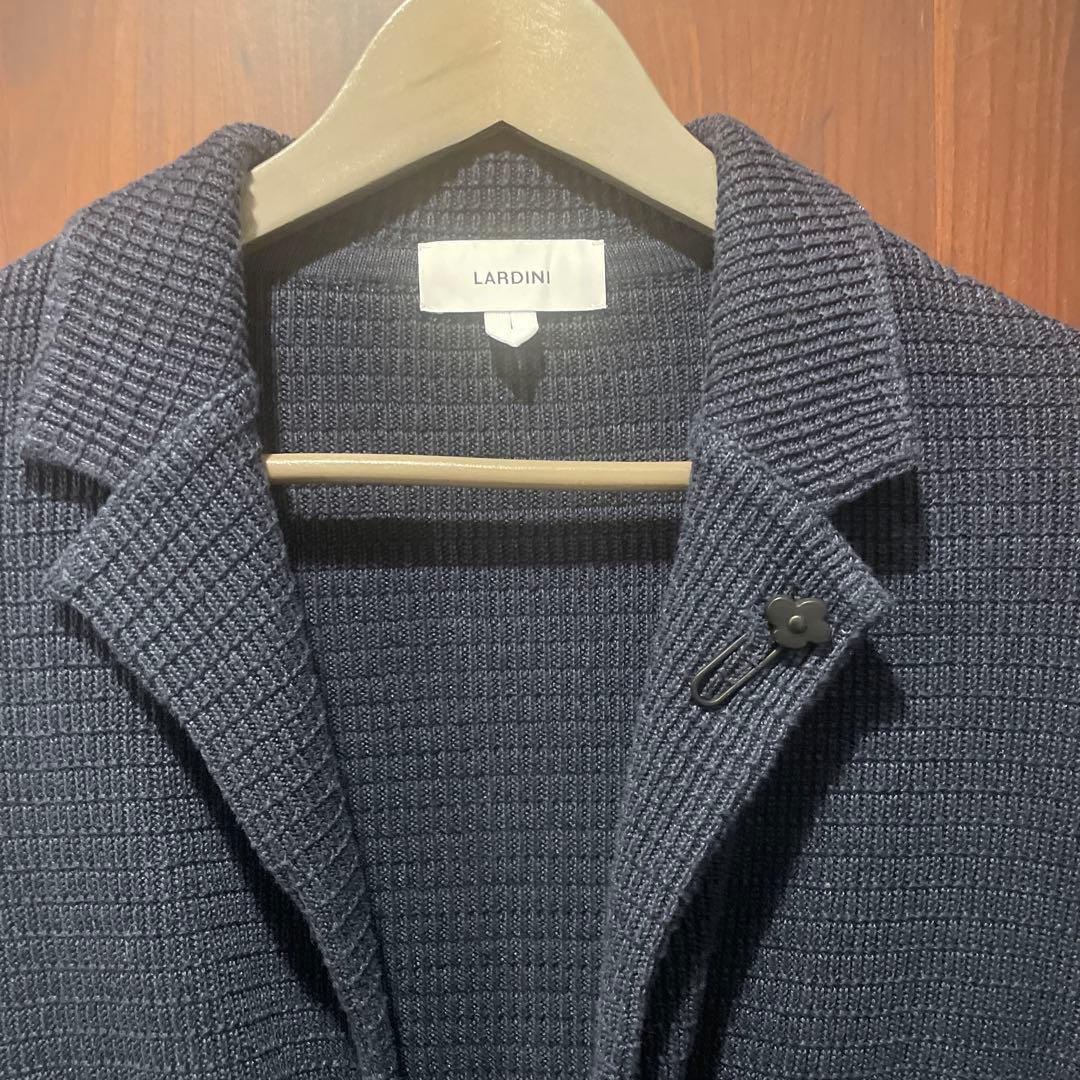 美品　LARDINI ネイビー ニットジャケット
