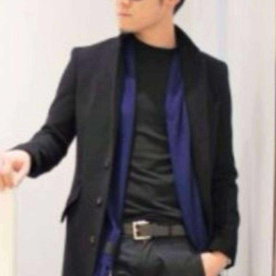 カシミア混　junhashimoto ネイビー 大判ストール マフラー