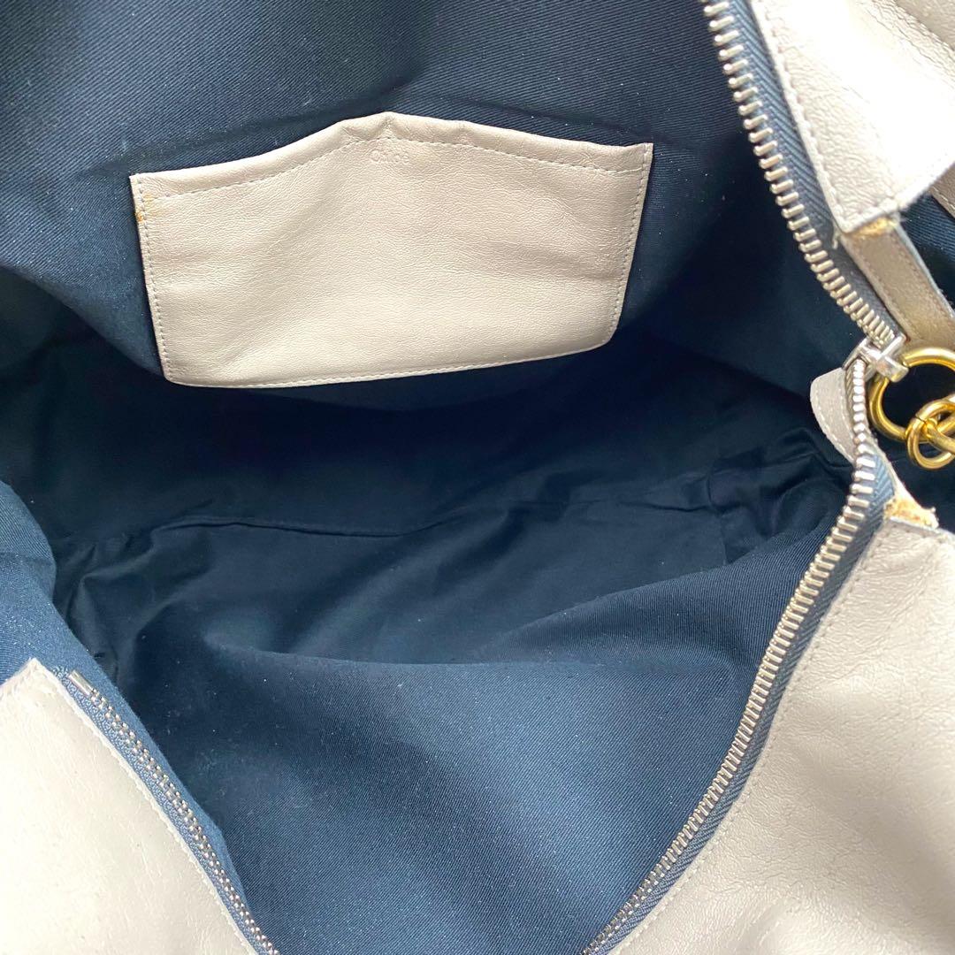 良品 Chloe クロエ ボストンバッグ 大容量 エクリプス レザー グレー