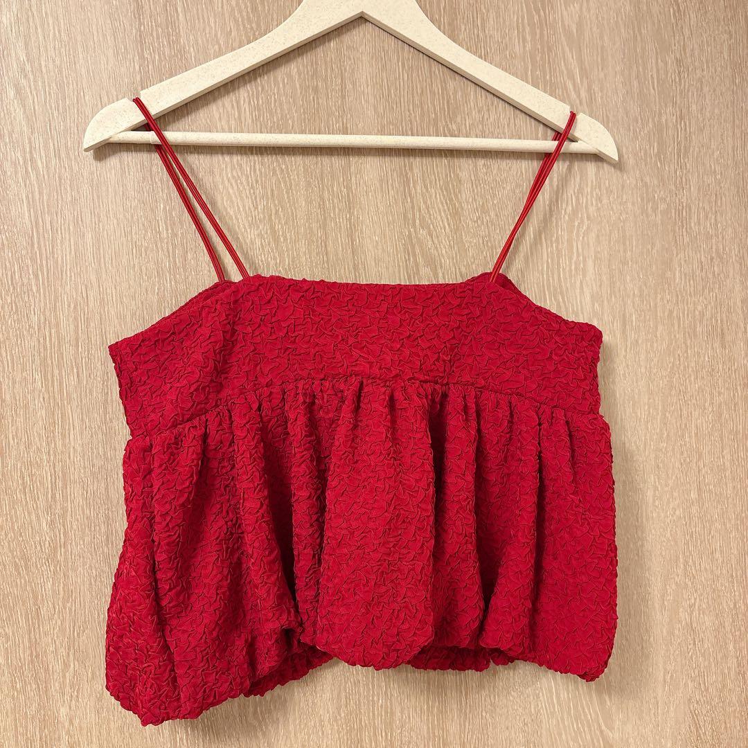 新品◇ POPPY BALLOON RIBBON CAMI (RED)