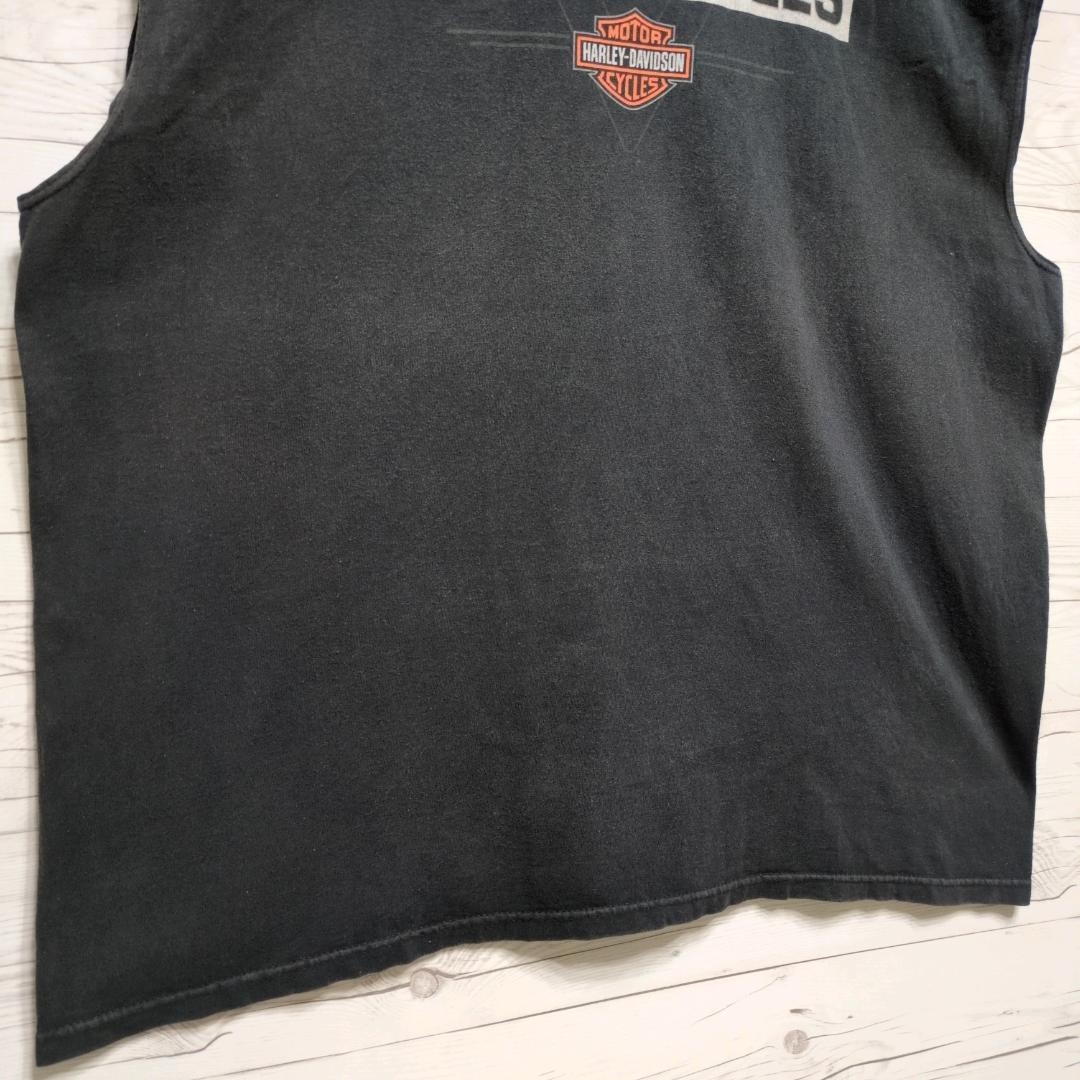 USA製　ハーレーダビッドソン　ロゴ　エンブレム　ワニ　ノースリーブ　黒　2XL