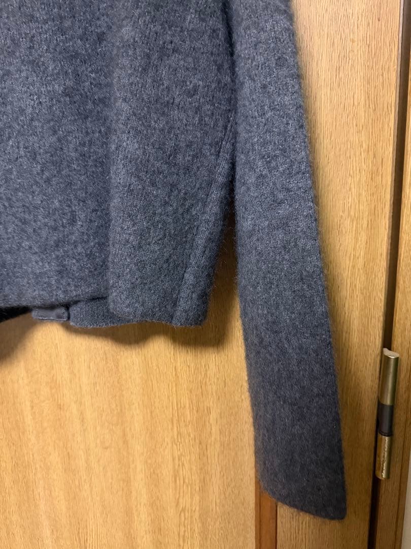 anuans カシミヤブレンドノーカラーニットジャケットグレー