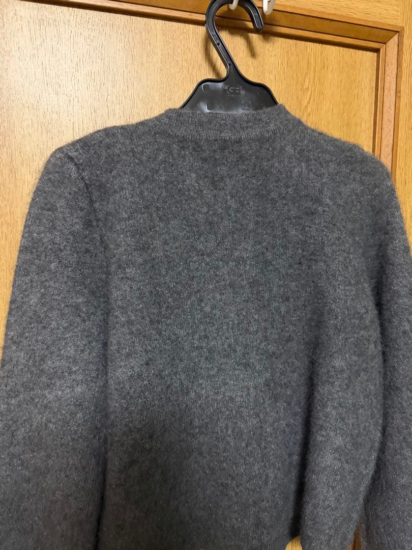 anuans カシミヤブレンドノーカラーニットジャケットグレー
