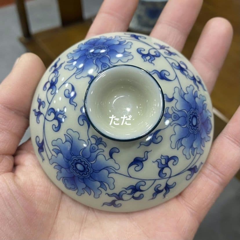 中国茶器 青花纏枝蓮蓋碗 景徳镇 蓋付き茶器 飲茶食器 煎茶具 未使用品