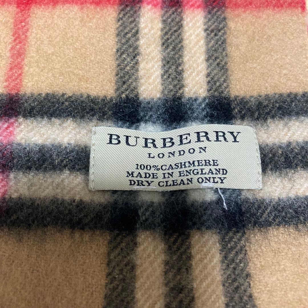 英国製 BURBERRY バーバリー ベージュノバチェック カシミヤマフラー