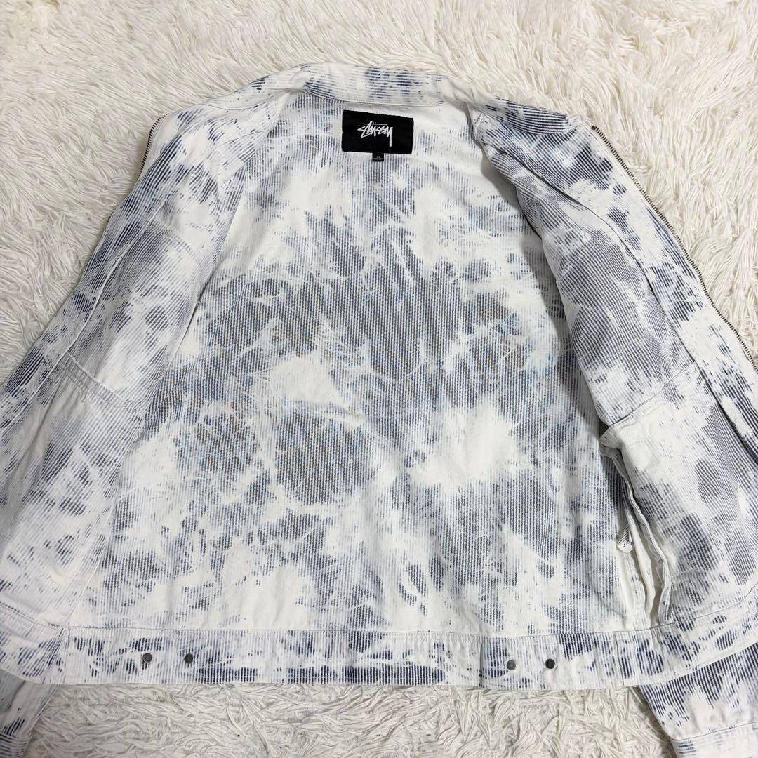 STUSSY ヒッコリーストライプ ガレージジャケット ブリーチ加工 Mサイズ