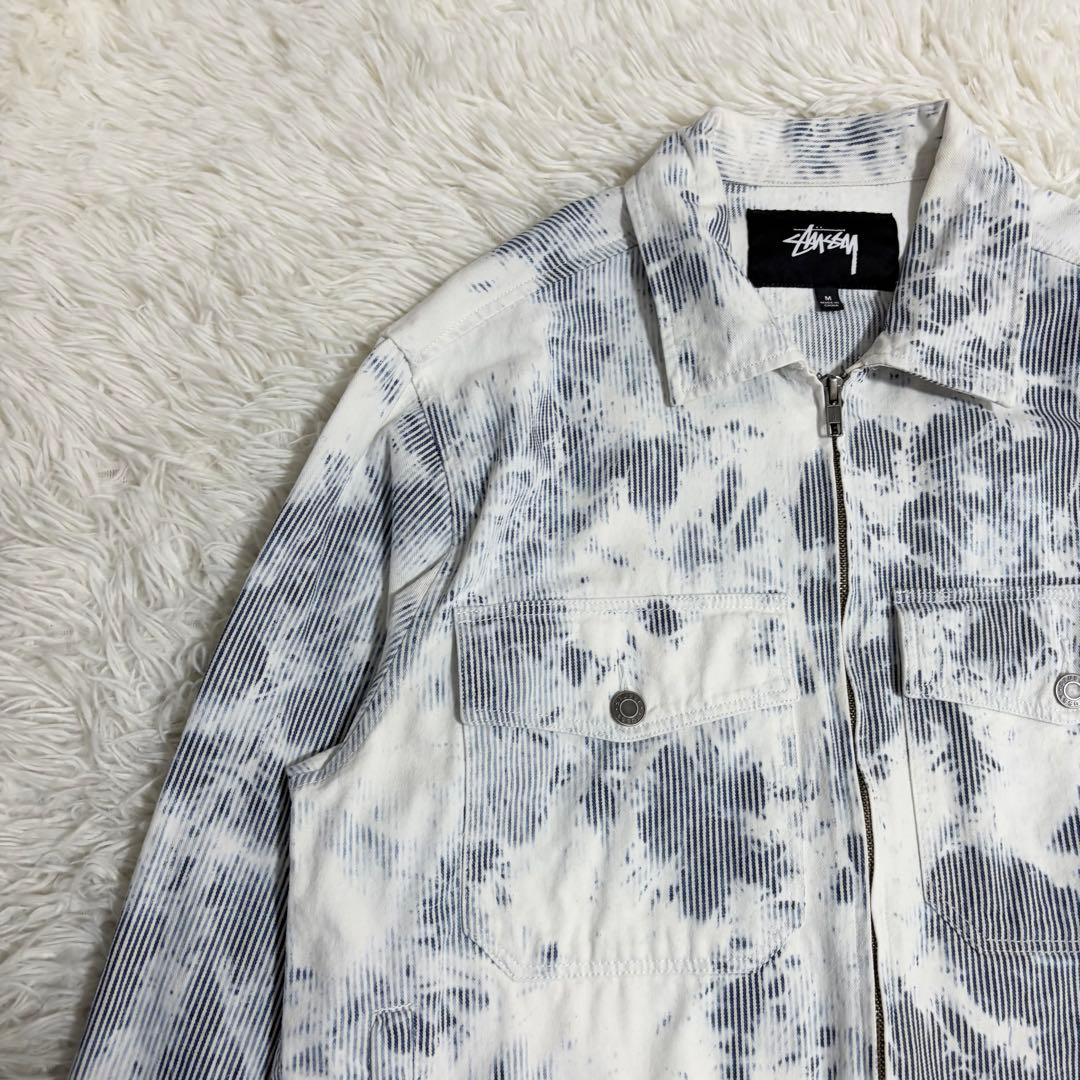 STUSSY ヒッコリーストライプ ガレージジャケット ブリーチ加工 Mサイズ