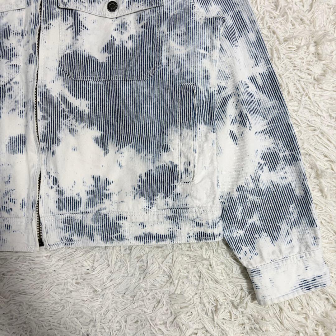 STUSSY ヒッコリーストライプ ガレージジャケット ブリーチ加工 Mサイズ