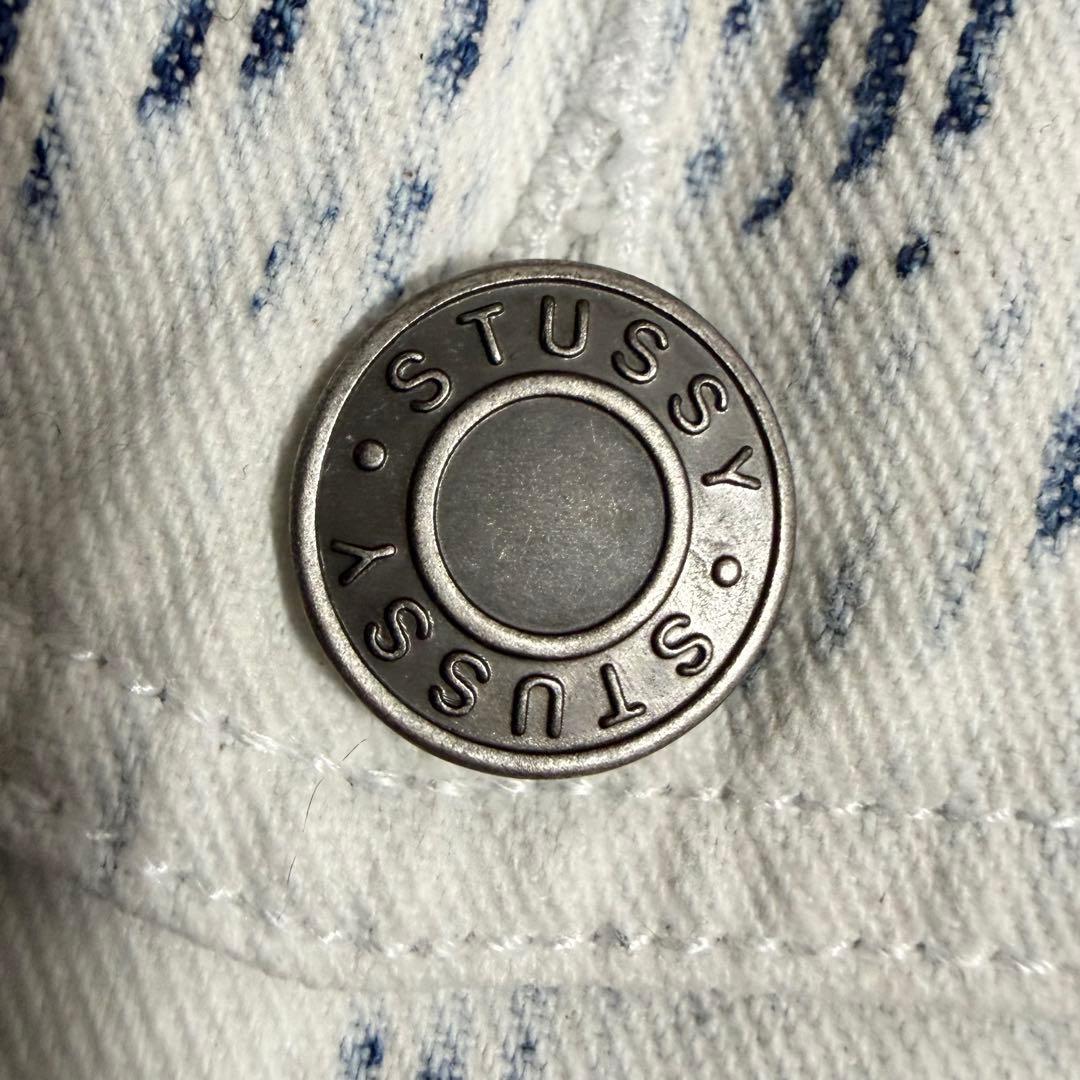 STUSSY ヒッコリーストライプ ガレージジャケット ブリーチ加工 Mサイズ