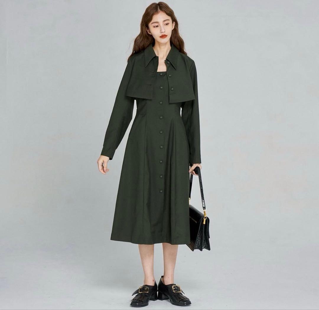 ダークグリーン Tnewties ワンピース　ショートジャケット　セットアップ