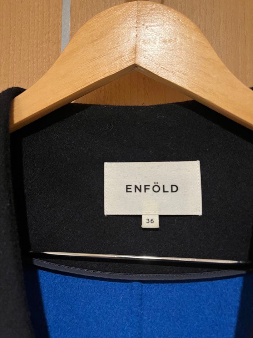 enfoldウールリバーノーカラーコート36