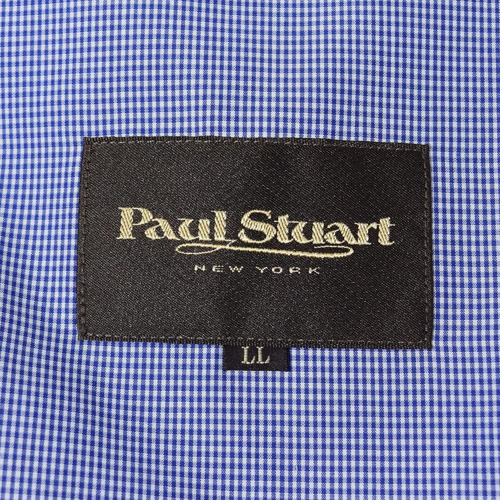 春夏 Paul Stuart ギンガム アンコン サマージャケット ブルー LL