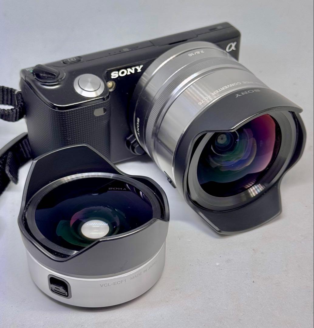 SONY NEX-5 16mm ワイド・魚眼 コンバーター セット 純正ケース付
