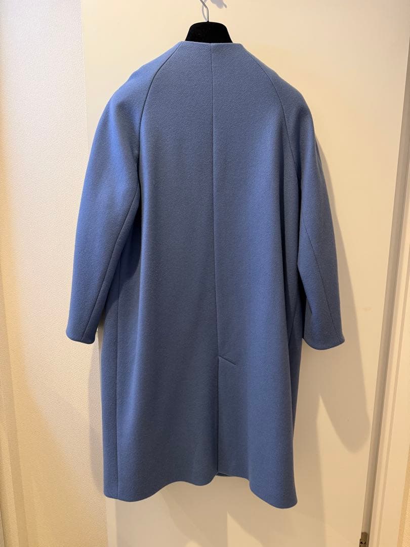 日本製PUBLIC TOKYO 青 ウール混カシミヤロングコート