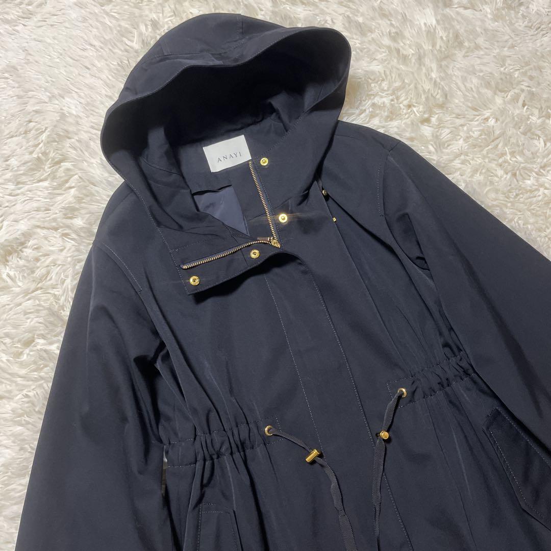 ANAYI フード付きネイビー モッズコートサイズ38 【訳あり】ライナー欠品