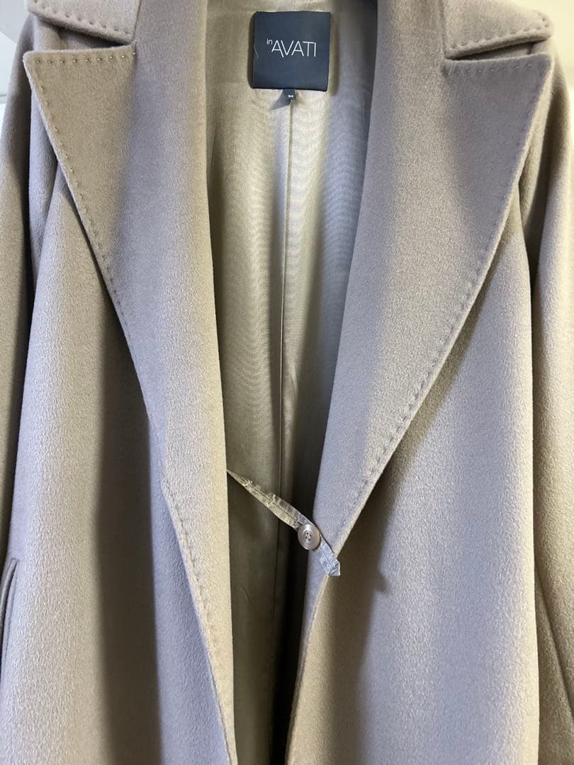 美品✨in AVATI ウール　ロングコート　ガウンコート　ベージュ　ベルト付き