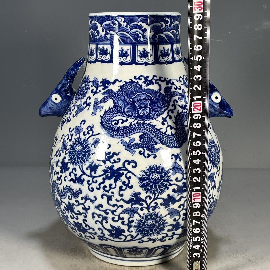 清乾隆青花纏枝花卉竜紋鹿頭尊 景徳鎮 陶磁器 装飾品 現代工芸品 美術品 置物