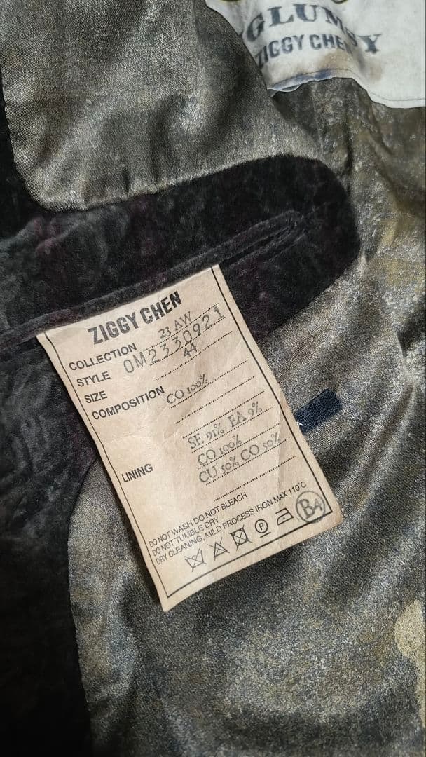 ジャケット・アウター ZIGGY CHEN AW23 VELVETEEN PLEATS BLAZER