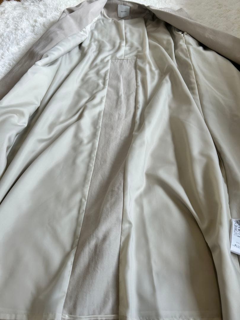 新品タグ付⭐︎スピックアンドスパン ノーカラートレンチコート ベージュ 38
