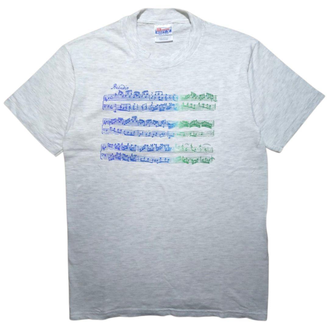 90s Hanes　音符　楽譜　ビッグプリント　Tシャツ　古着　ヘインズ
