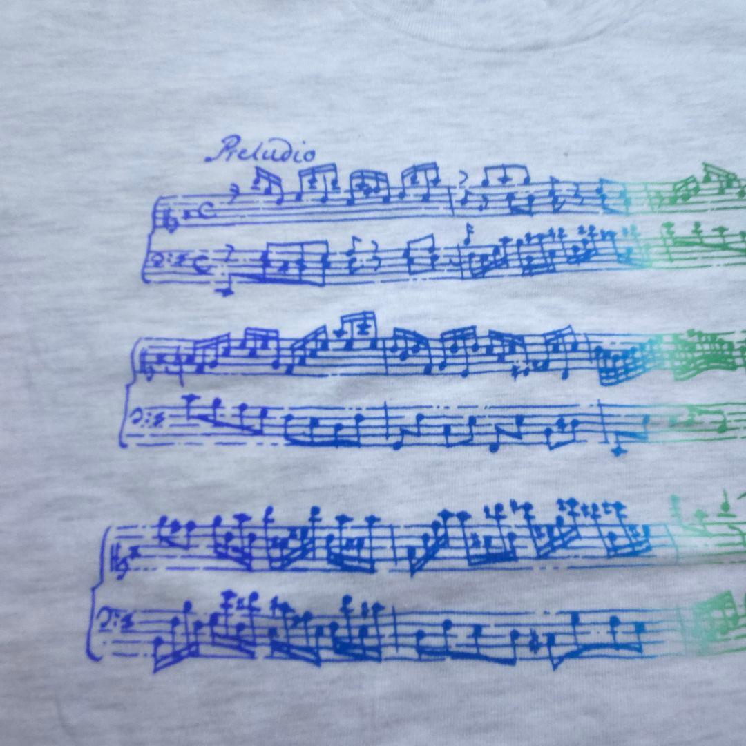 90s Hanes　音符　楽譜　ビッグプリント　Tシャツ　古着　ヘインズ