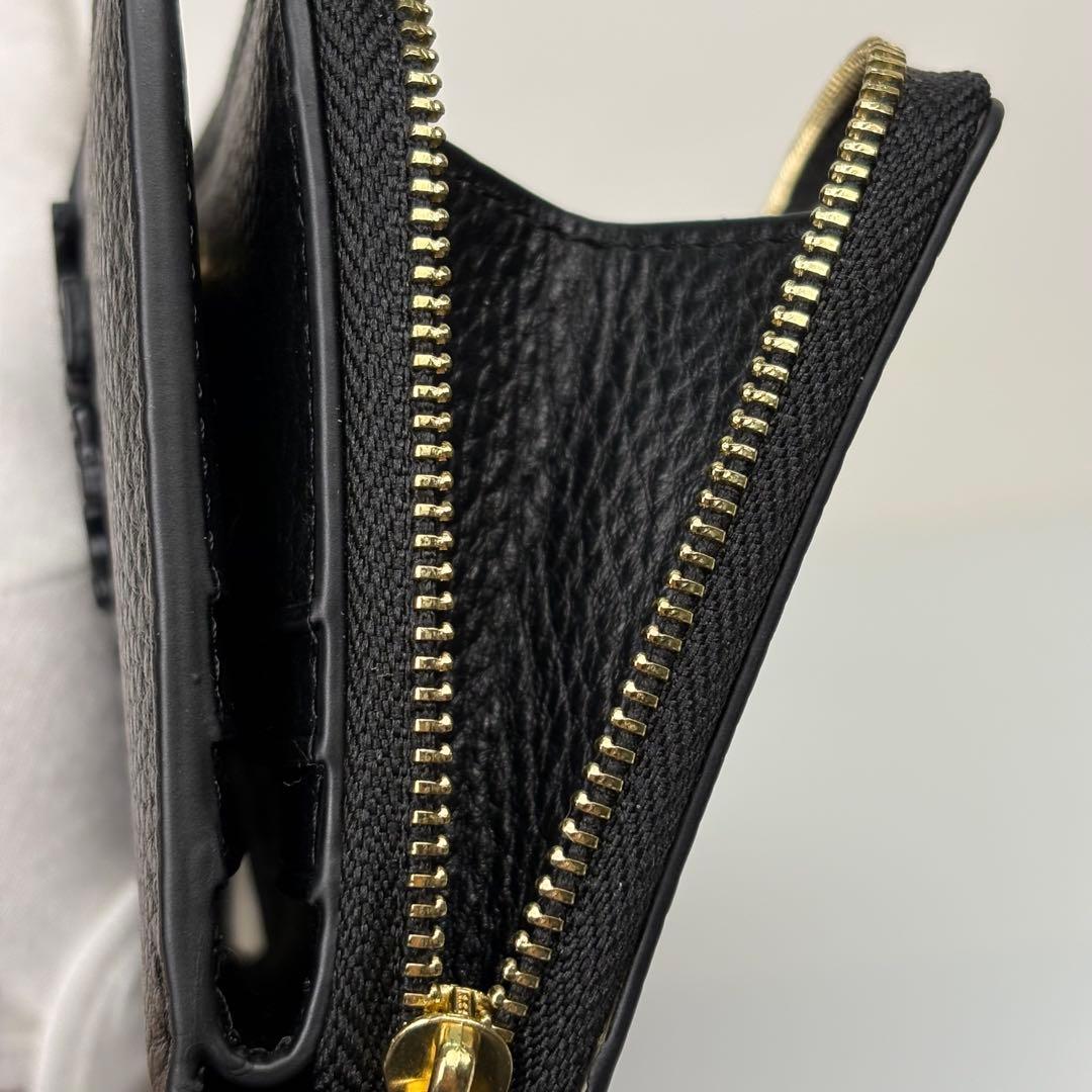 【箱付き】 Tory Burch 二つ折り財布 ラウンドファスナー ブラック