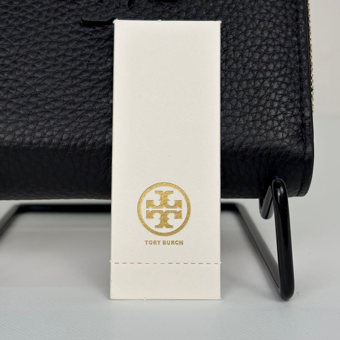 【箱付き】 Tory Burch 二つ折り財布 ラウンドファスナー ブラック