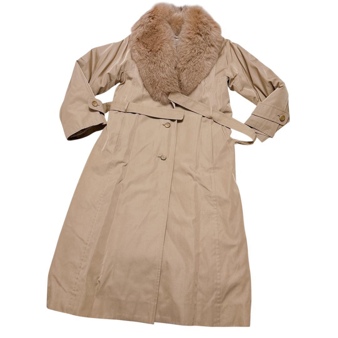 【美品】ウンガロパラレルパリ シルク100 中綿インナー付トレンチコート ファー