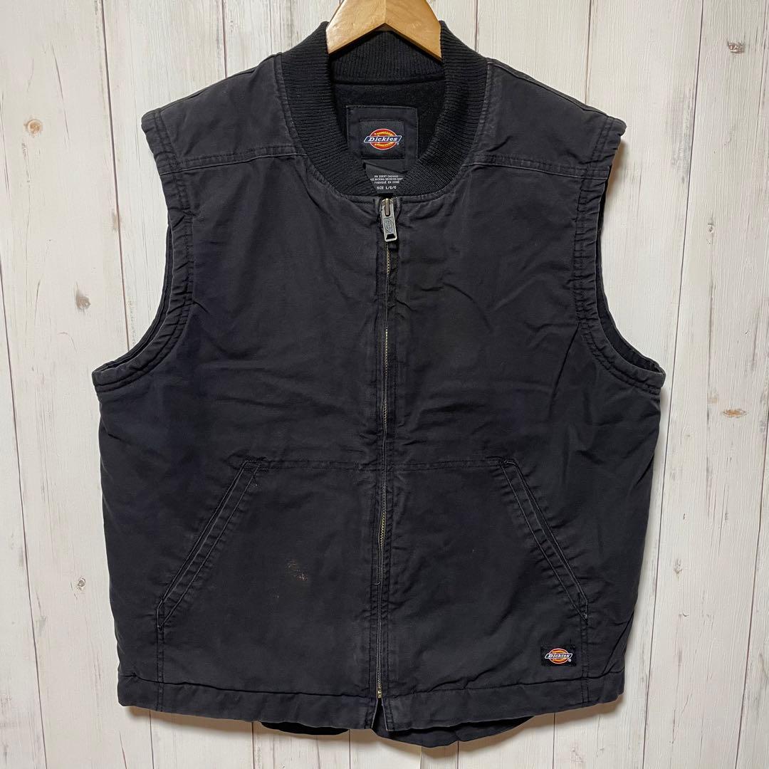 Dickies ディッキーズ ブラック 黒 ジップ ダック ベスト ジャケット