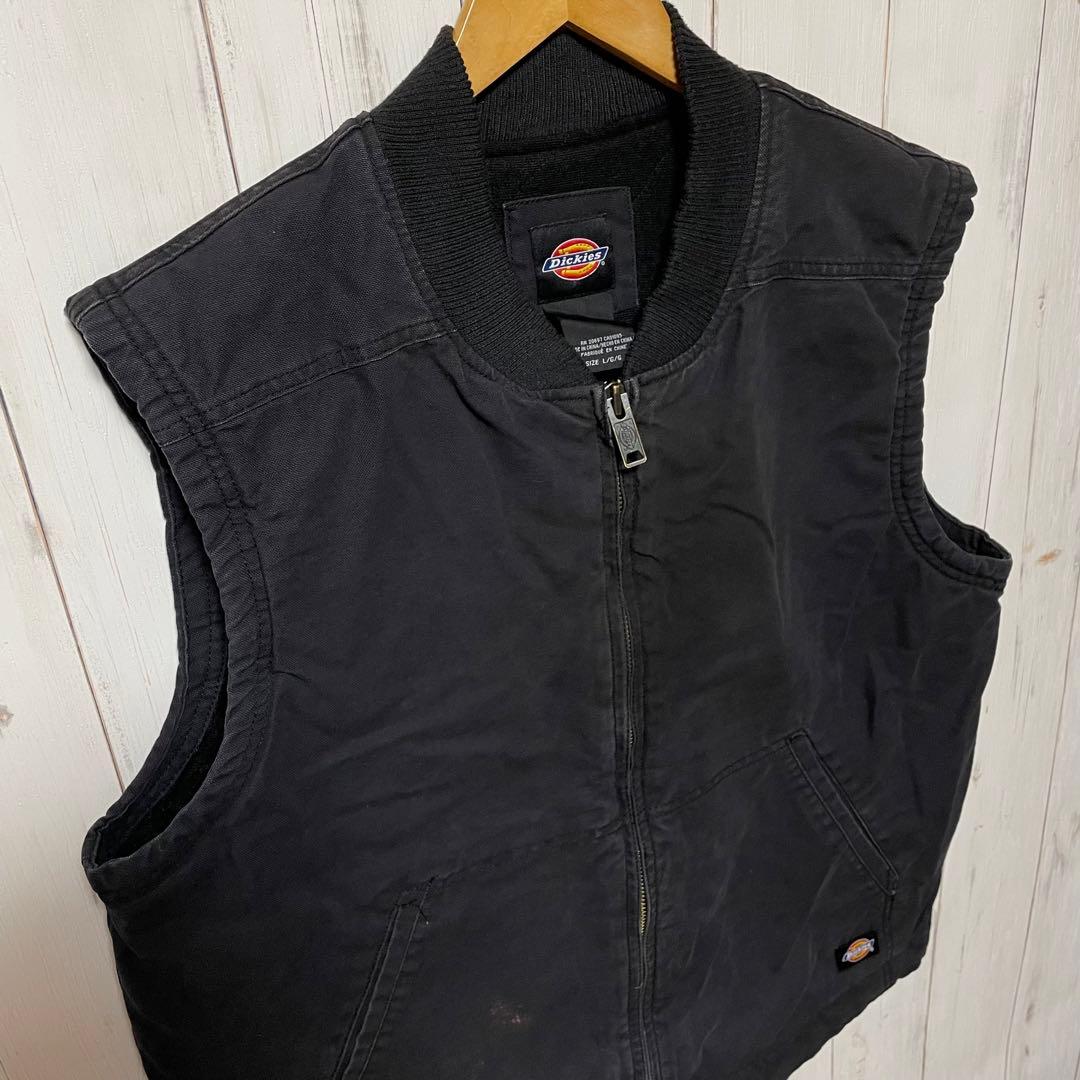 Dickies ディッキーズ ブラック 黒 ジップ ダック ベスト ジャケット
