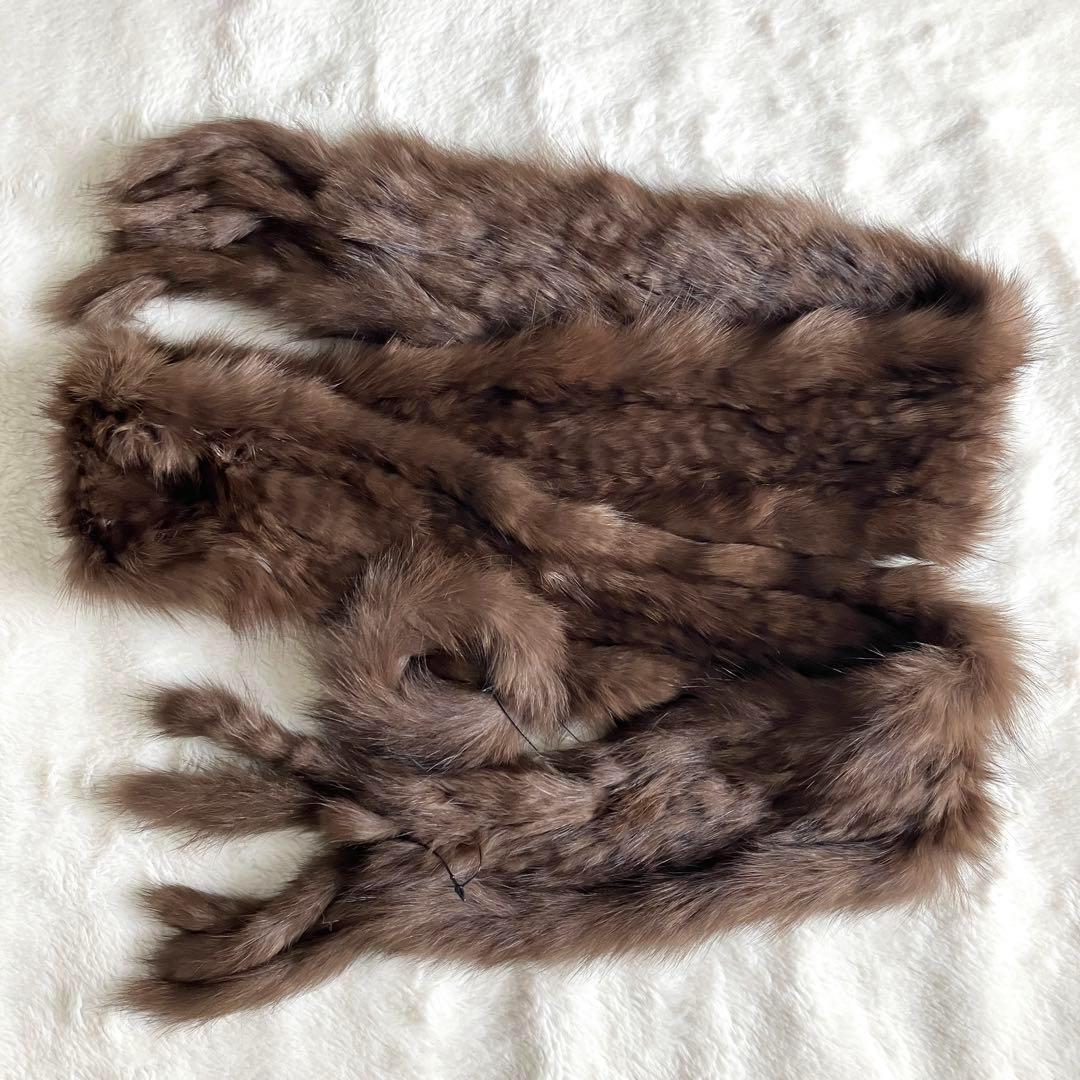 新品未使用 LILA ロシアンセーブル ヘアゴム付き ロングフリンジマフラー