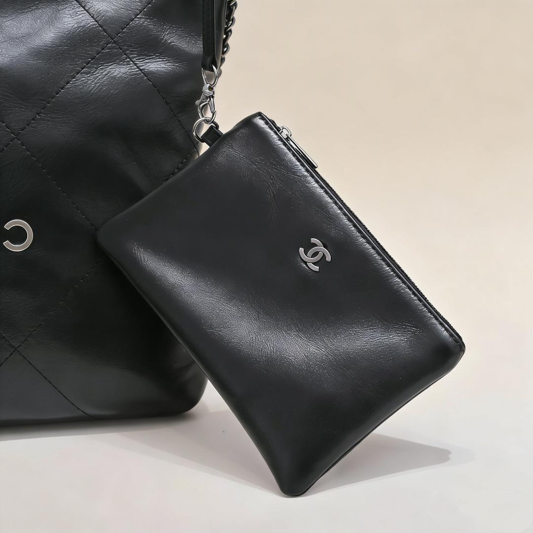 トートバッグ ブラック ダイヤキルティング チェーン