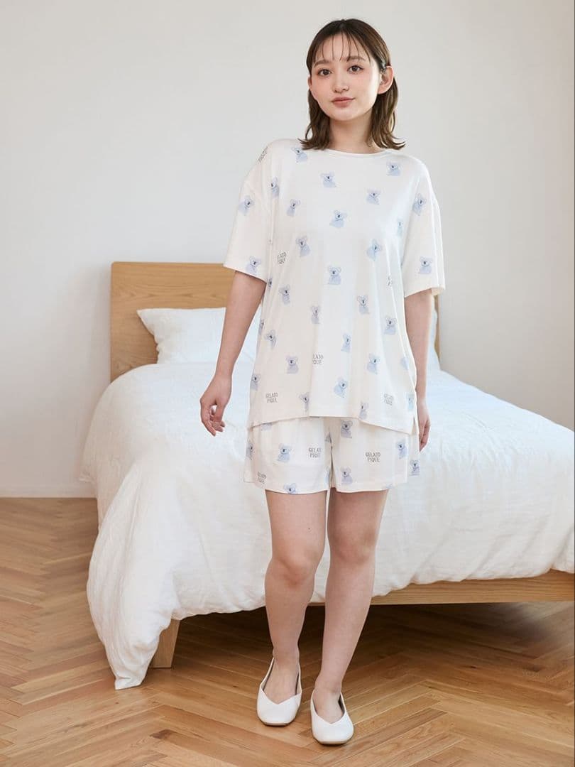 ジェラートピケ 接触冷感 コアラ柄Tシャツ＆ショートパンツセット