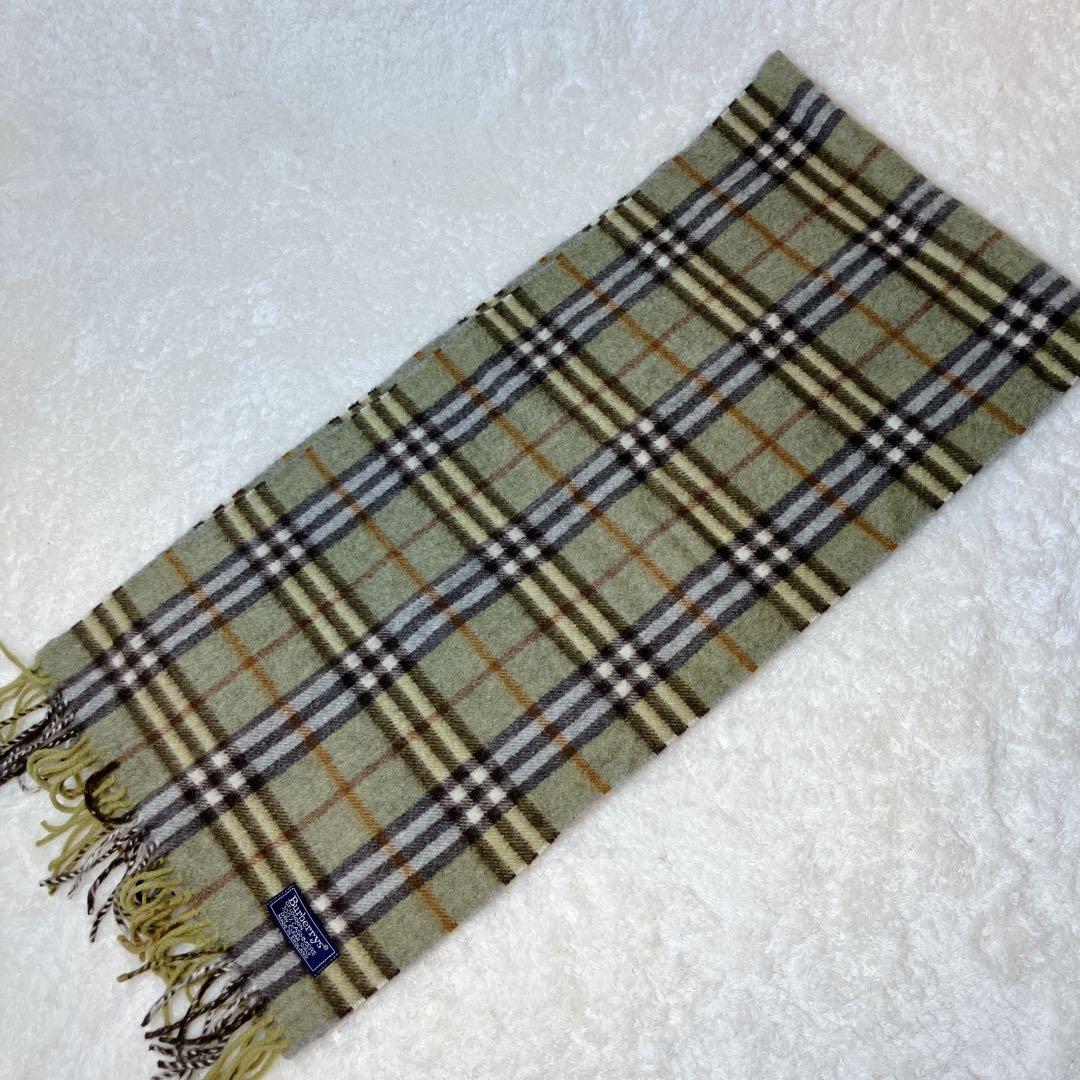 【美品】BURBERRY マフラー カシミヤ100% ノバチェック イエロー