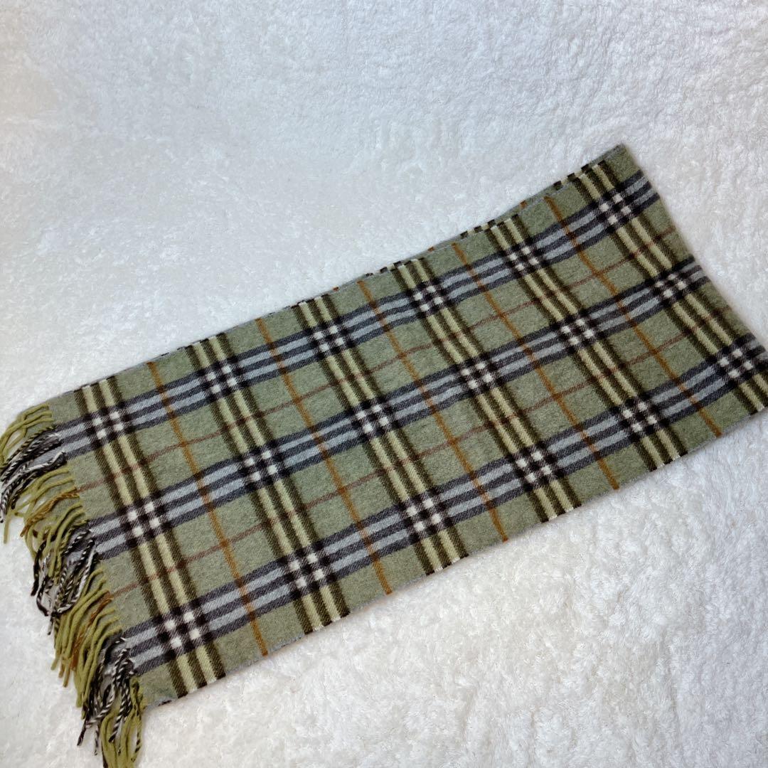【美品】BURBERRY マフラー カシミヤ100% ノバチェック イエロー