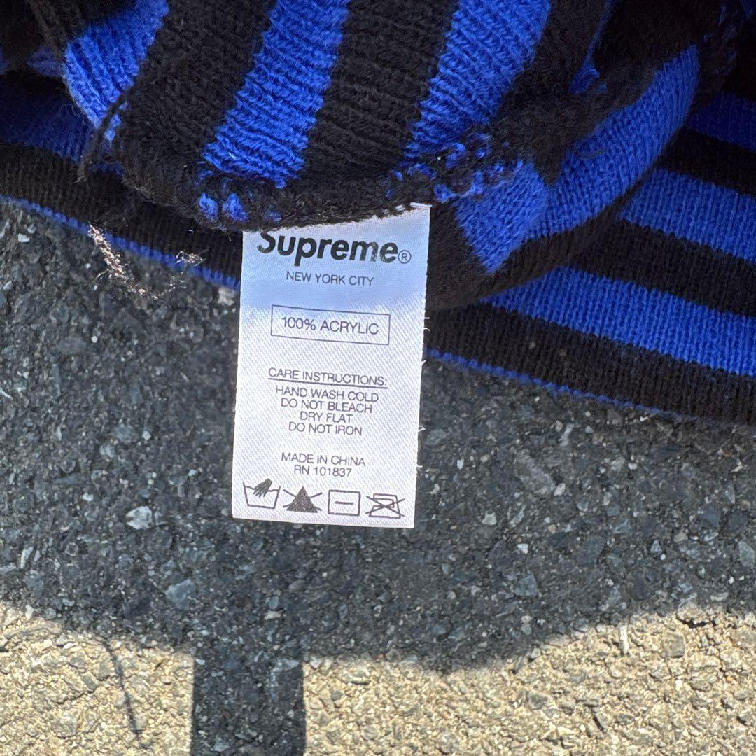 16aw Supreme 青黒ストライプ ニット帽 y2k ストリート fti
