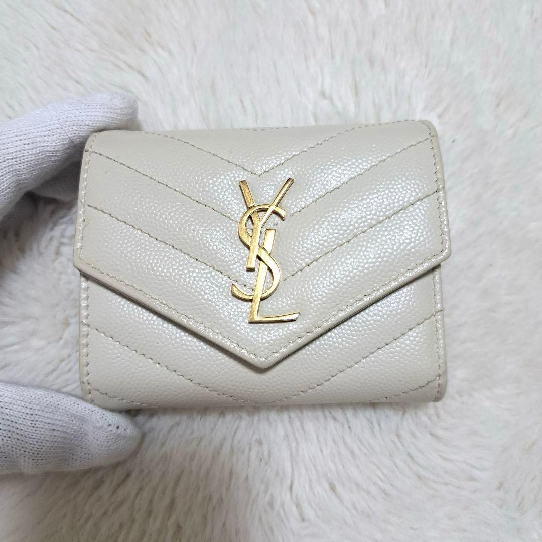 ✨極美品　付属品完備　現行✨サンローラン　三つ折り　カサンドラ　キャビアスキン