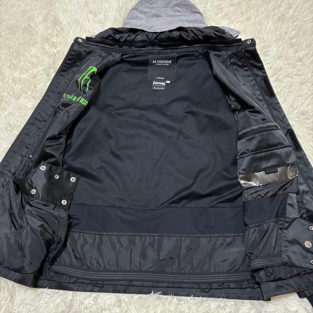 THRASHER×AAコラボスノボウェア黒ジャケットSパーカースラッシャーアウタ
