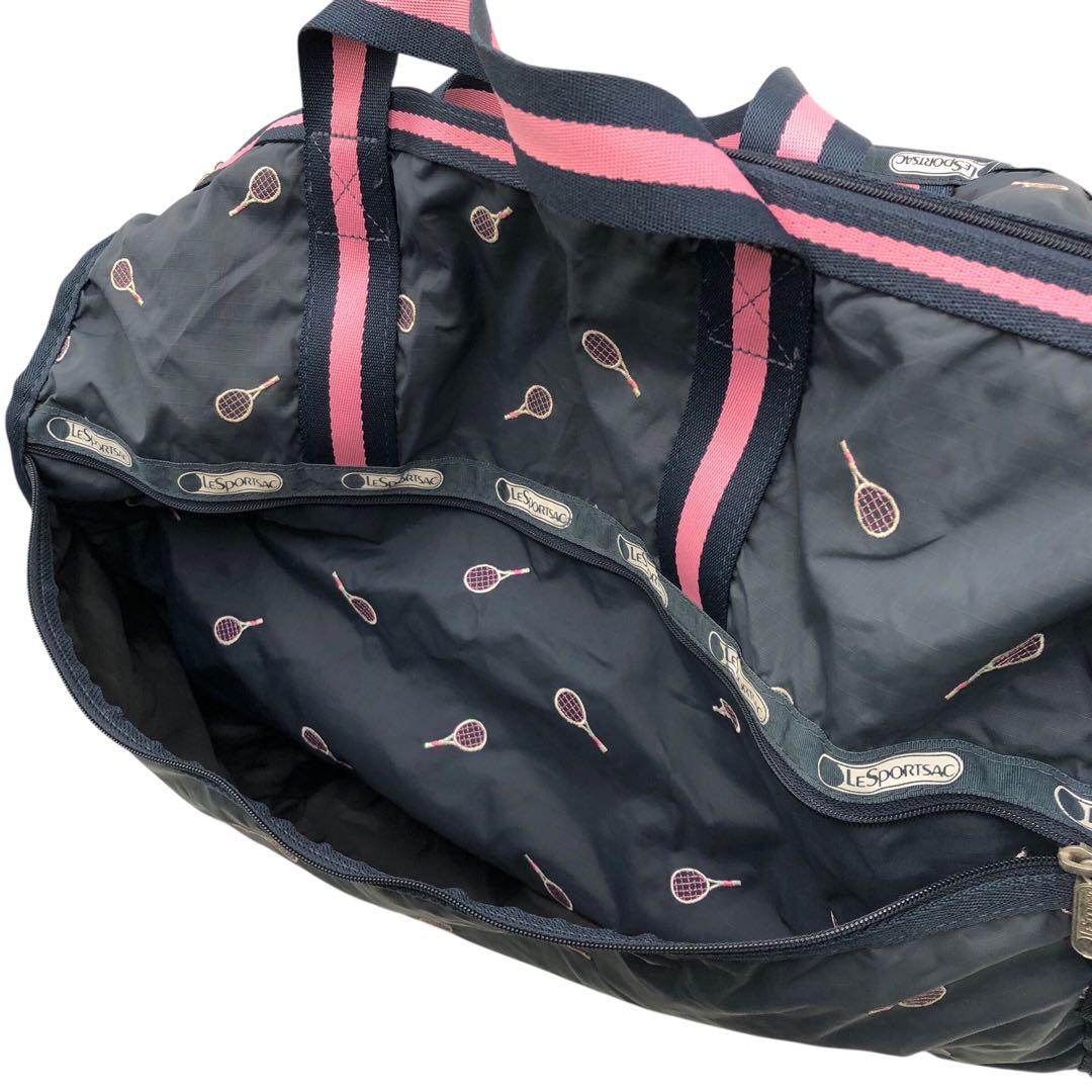 LeSportsac レスポ 2way ボストンバッグ ショルダー ラケット柄