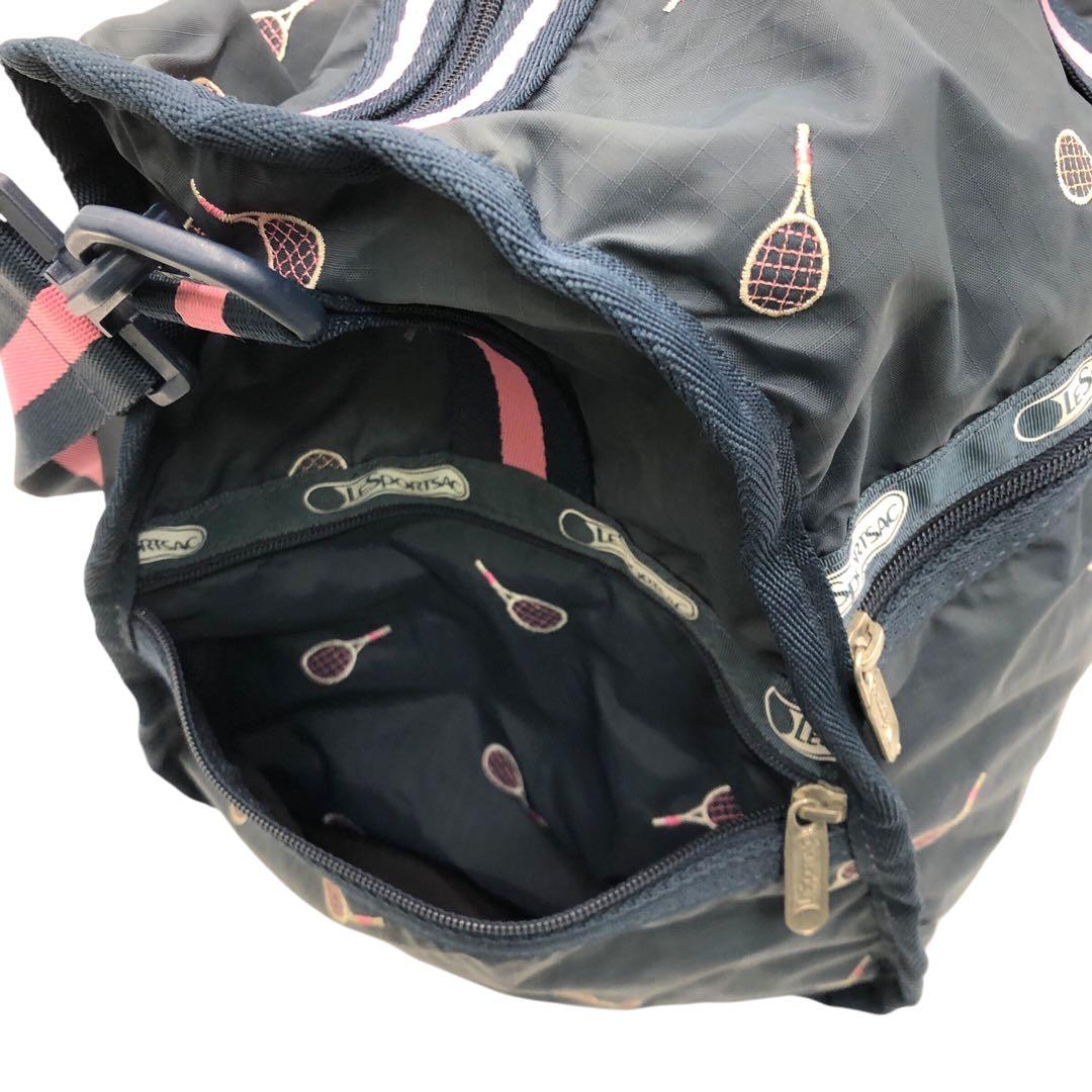 LeSportsac レスポ 2way ボストンバッグ ショルダー ラケット柄