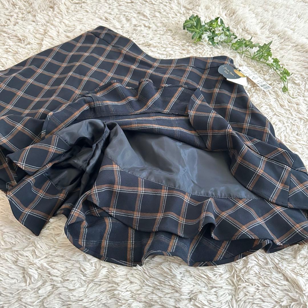 新品✨フランシュリッペ　フレア　チェック　キュロット　フリル　ティアード