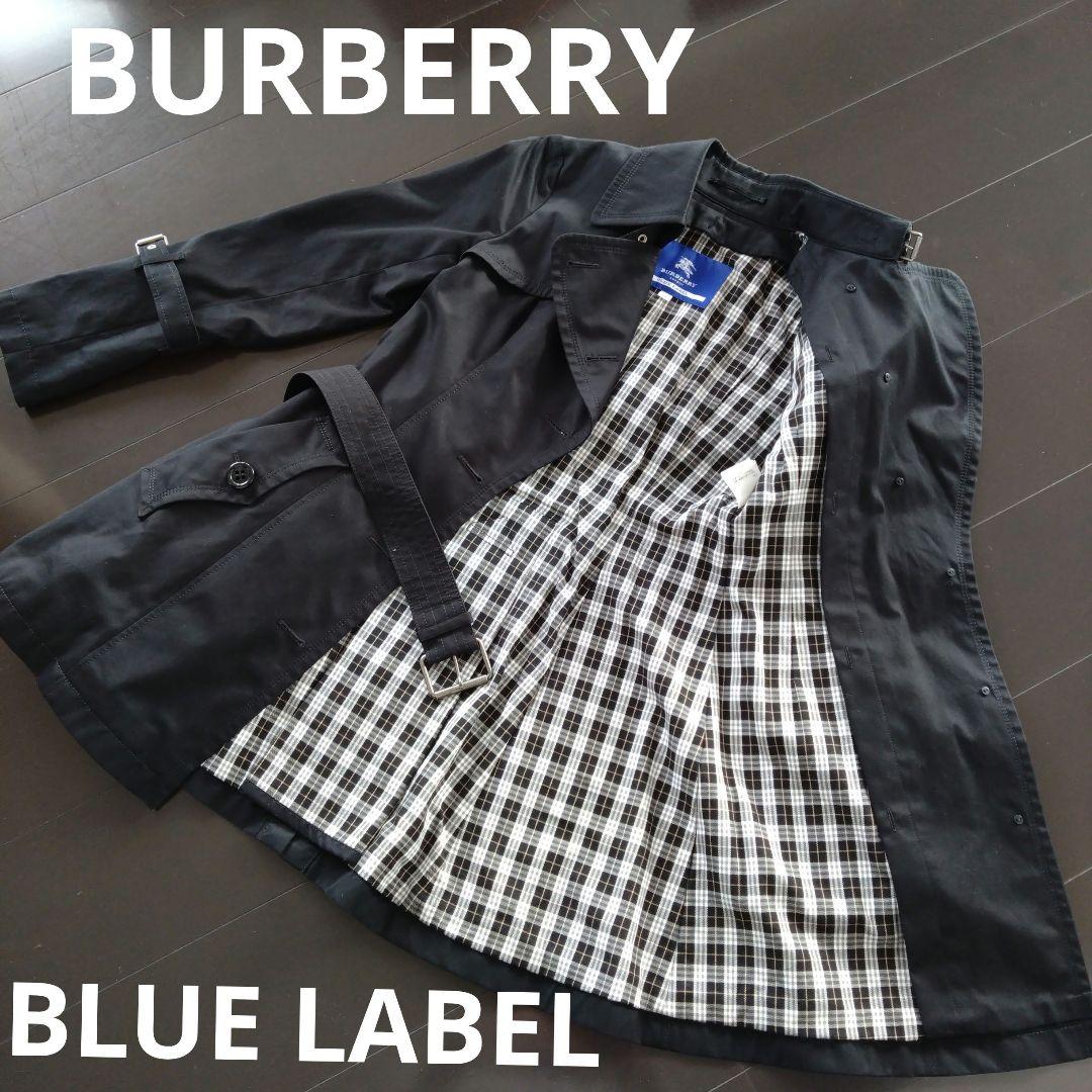 BURBERRY BLUE LABEL♡ショートコート♡黒38♡定番チェック柄♡
