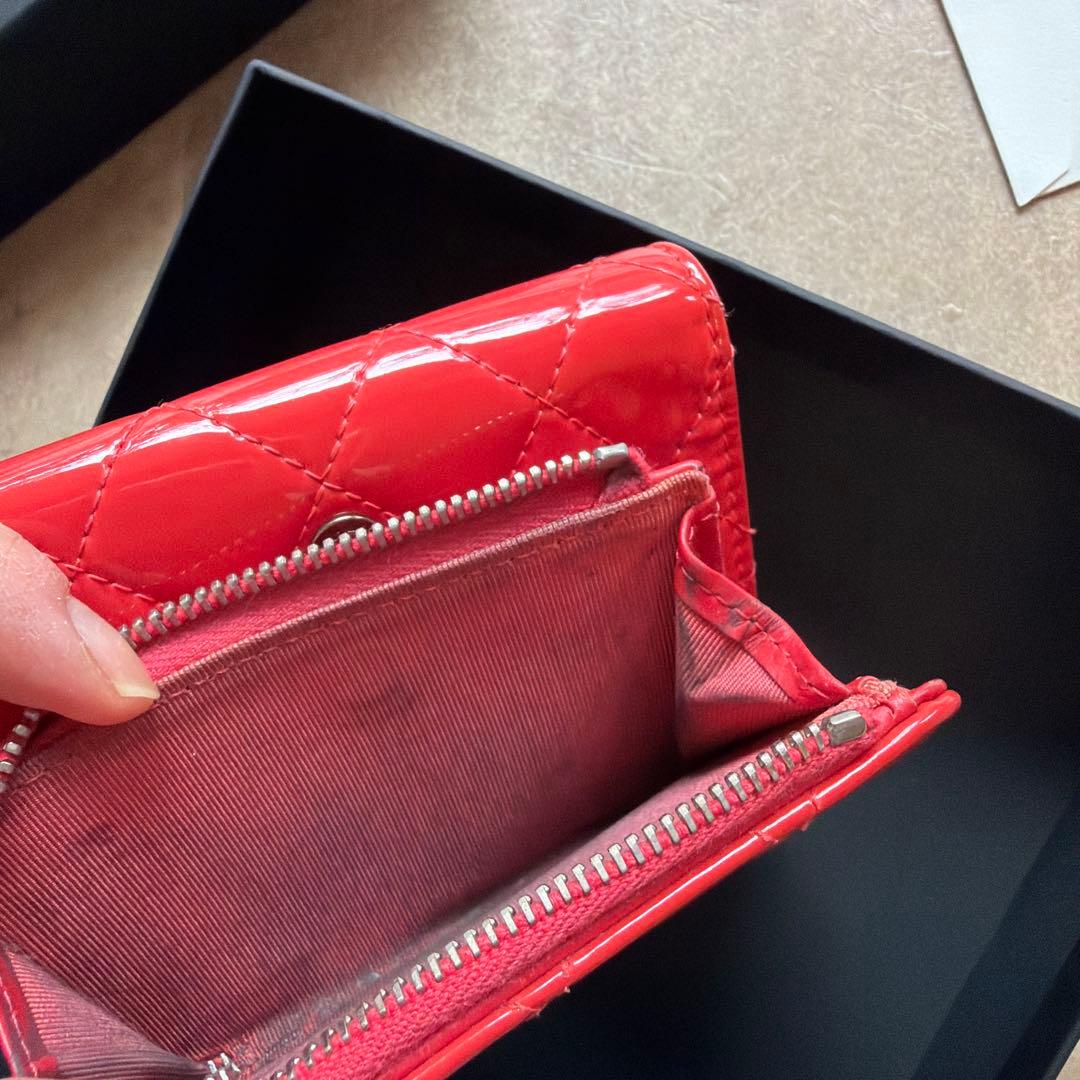 m♡様用 CHANEL★シャネル★パテント★三つ折り財布★コーラルピンク