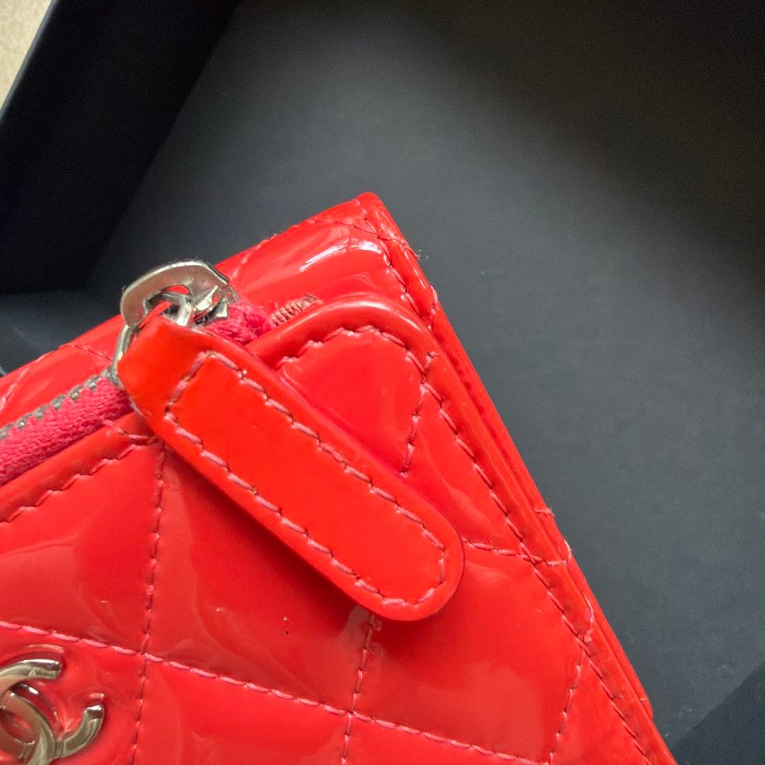 m♡様用 CHANEL★シャネル★パテント★三つ折り財布★コーラルピンク