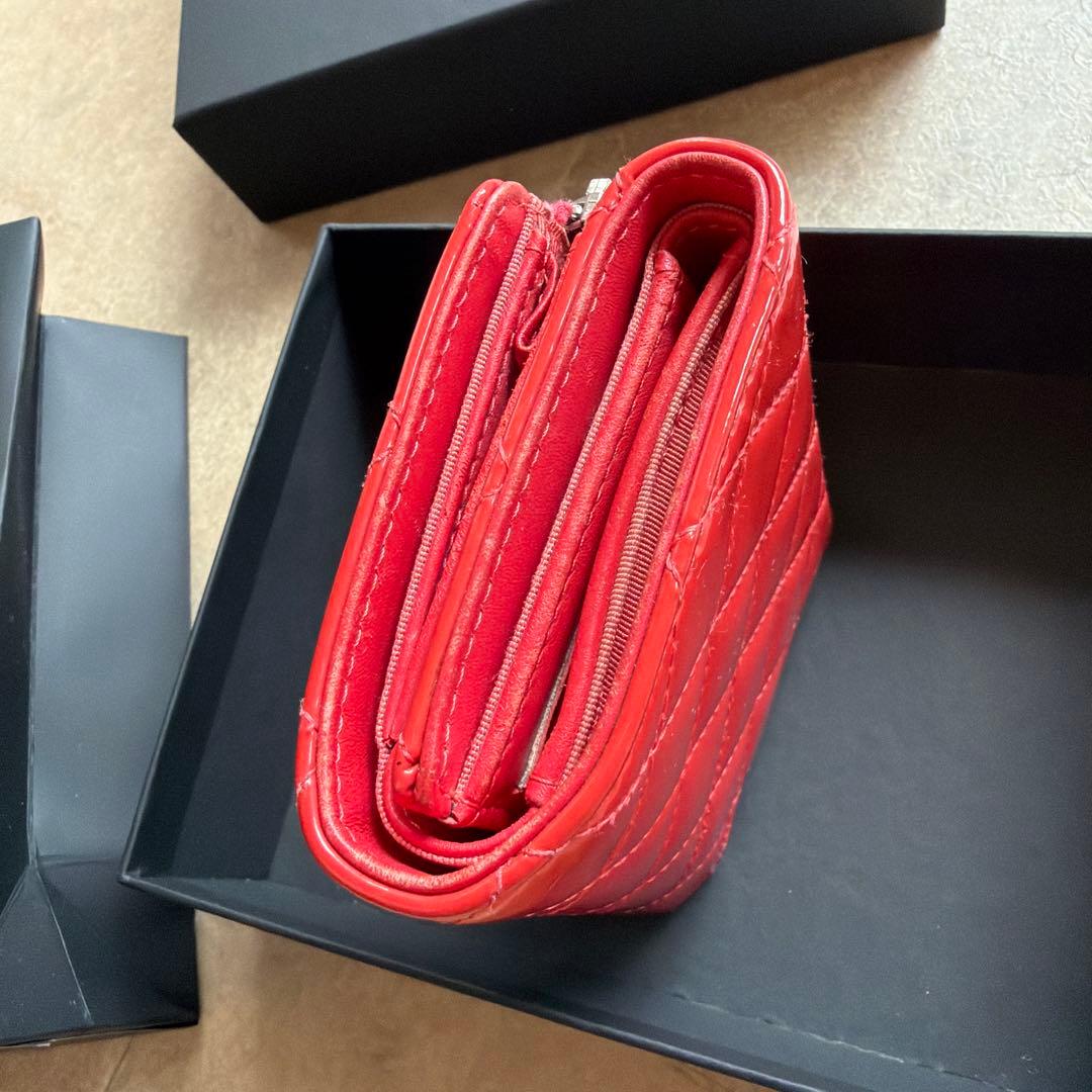 m♡様用 CHANEL★シャネル★パテント★三つ折り財布★コーラルピンク