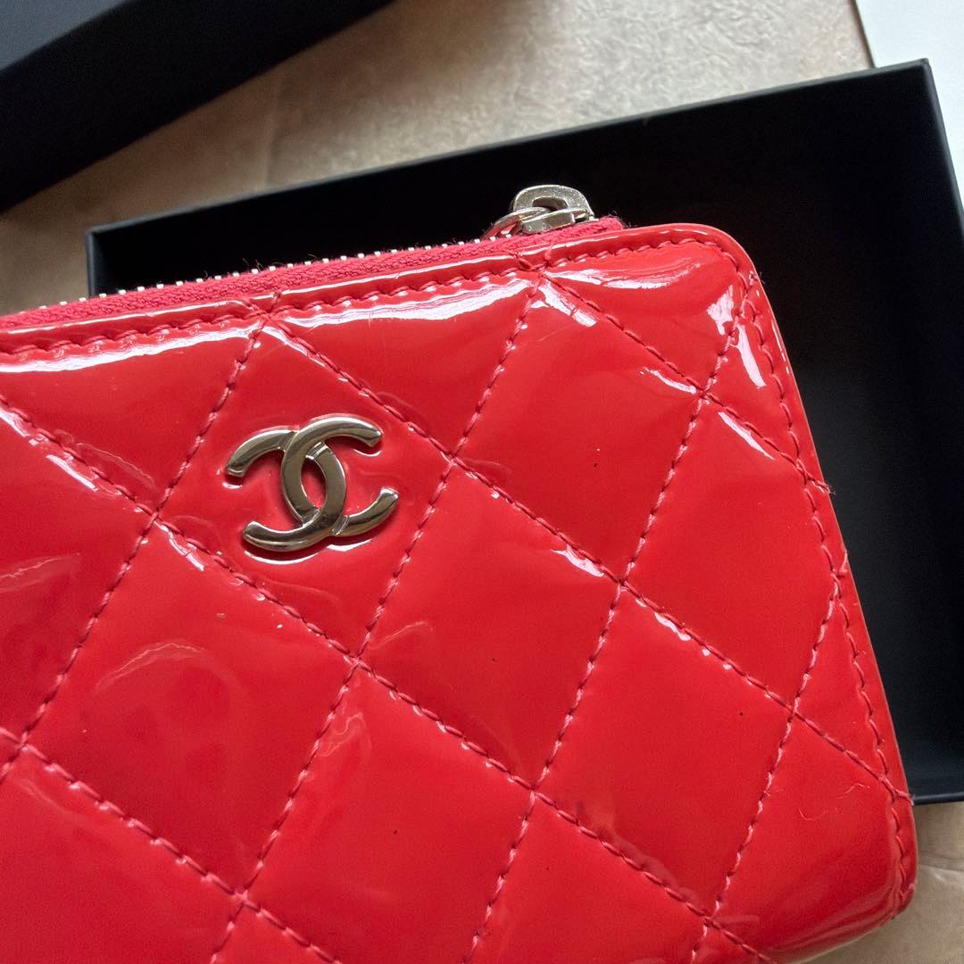 m♡様用 CHANEL★シャネル★パテント★三つ折り財布★コーラルピンク