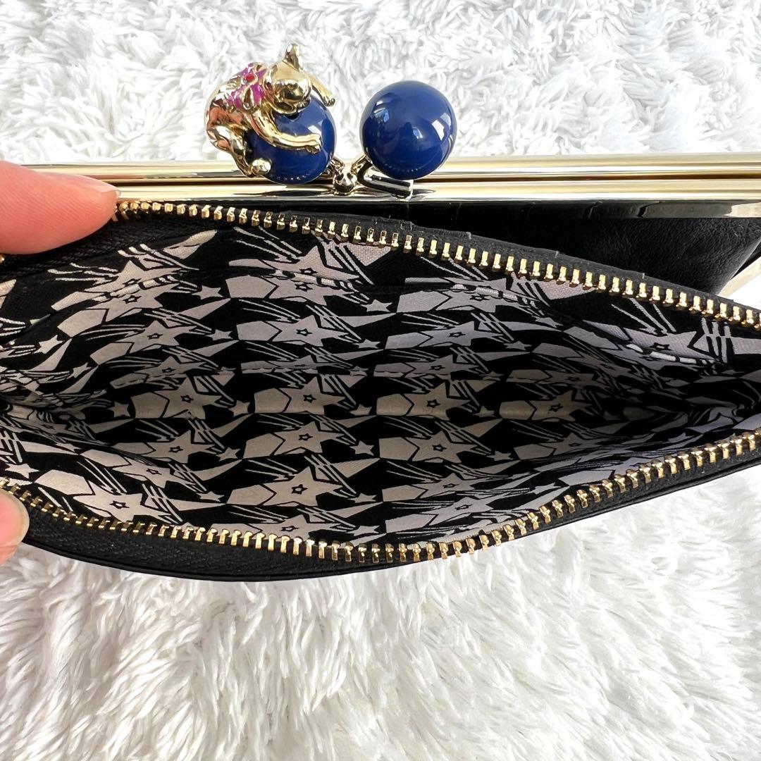 新品未使用✨アナスイ がま口 二つ折り 長財布　プレイングキャット 猫 星柄