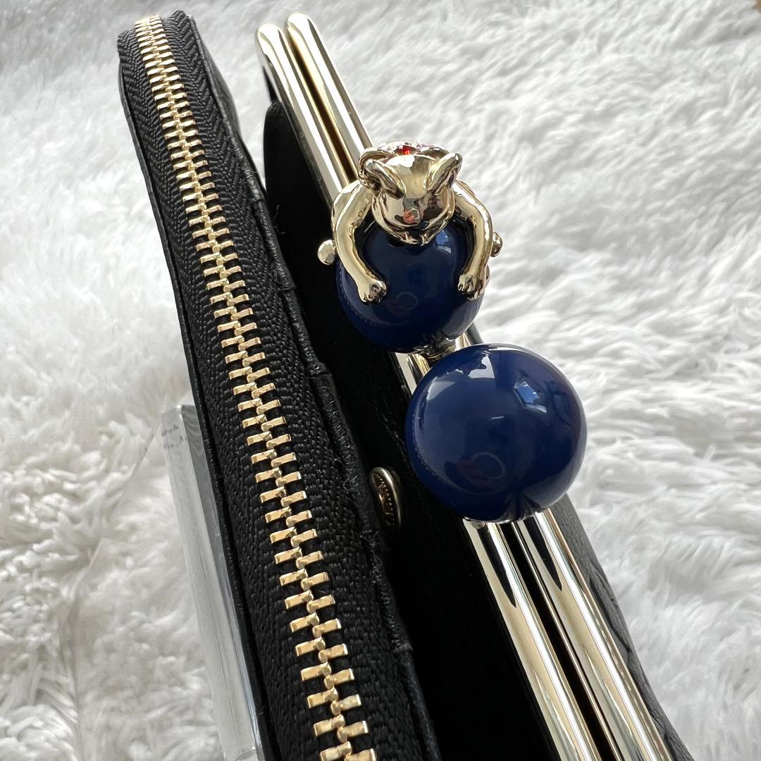 新品未使用✨アナスイ がま口 二つ折り 長財布　プレイングキャット 猫 星柄